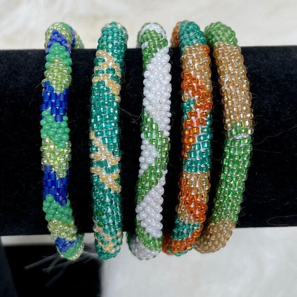 HAND CRAFTED in Nepal Beaded Bracelets (set of 5) #126 - Picture 1 of 4